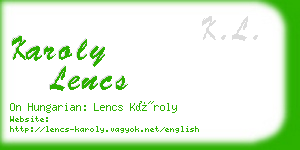 karoly lencs business card